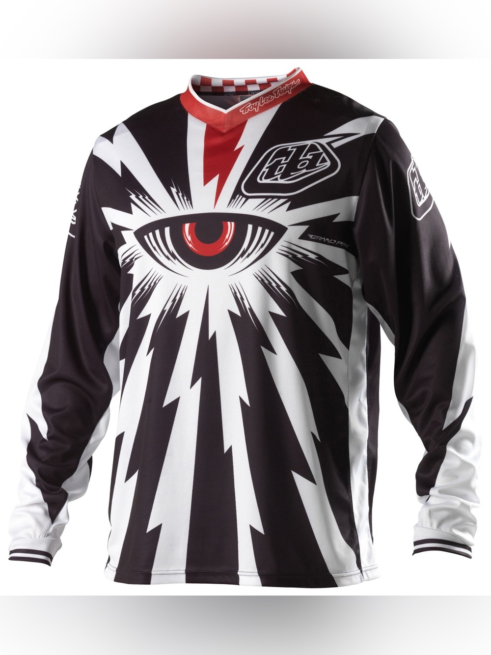 Troy Lee Designs GP Cyclops Jersey Black White Red Eye V-Neck Long Sleeve Riding